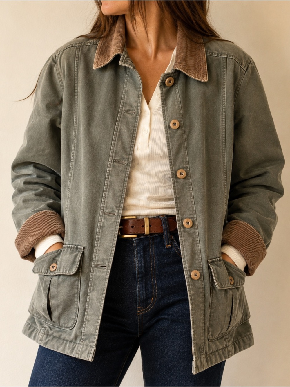 Vintage L.L.Bean Thinsulate Lined Olive Chore Field Coat Women’s L
